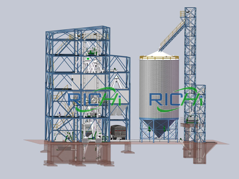 animal feed processing plant 3D engineering drawing